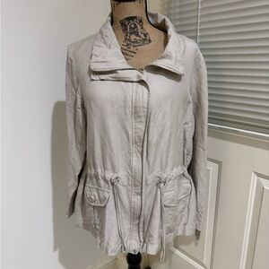 Darjoni Women's Beige linen mix utility Jacket size Large